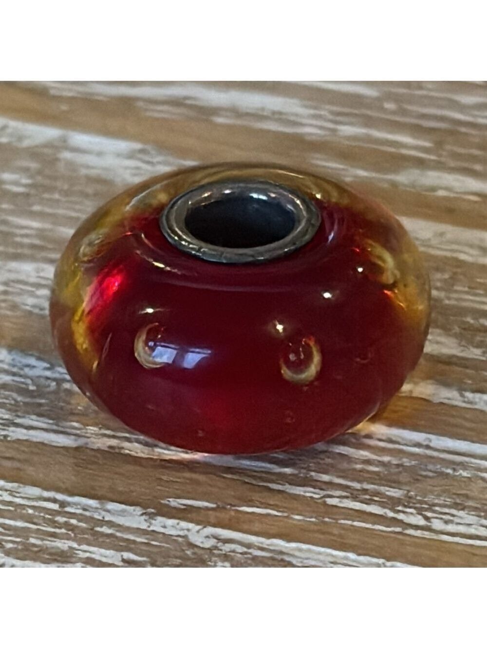 TROLLBEADS red bubbles glass bead red charm sterling silver core